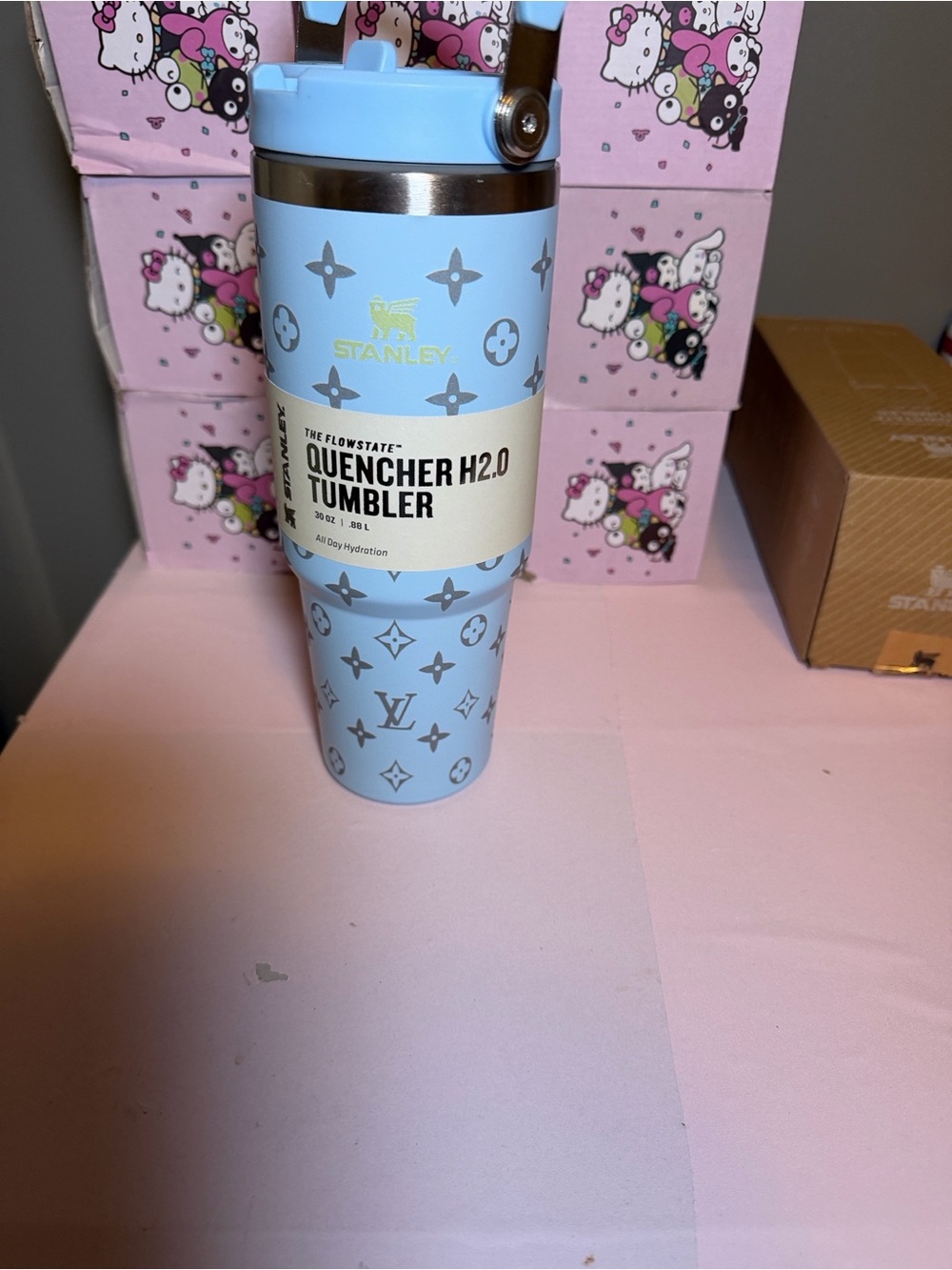 Stanley Light Blue Patterned Travel Tumbler with Handle